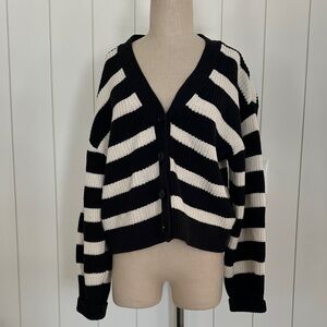 H&M Black and Cream Striped Cardigan